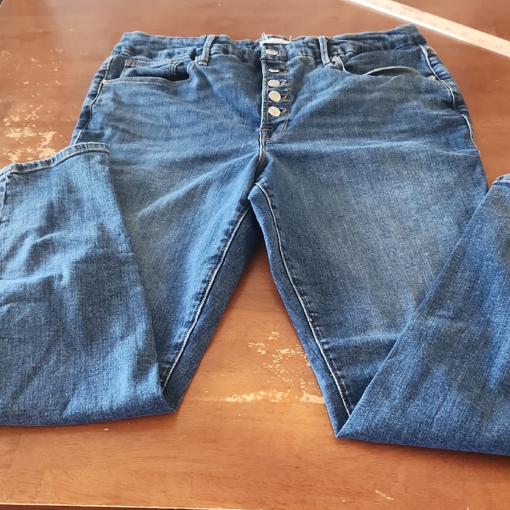 Good American Good Legs Blue Skinny Jeans GWEB873T Size 14/32